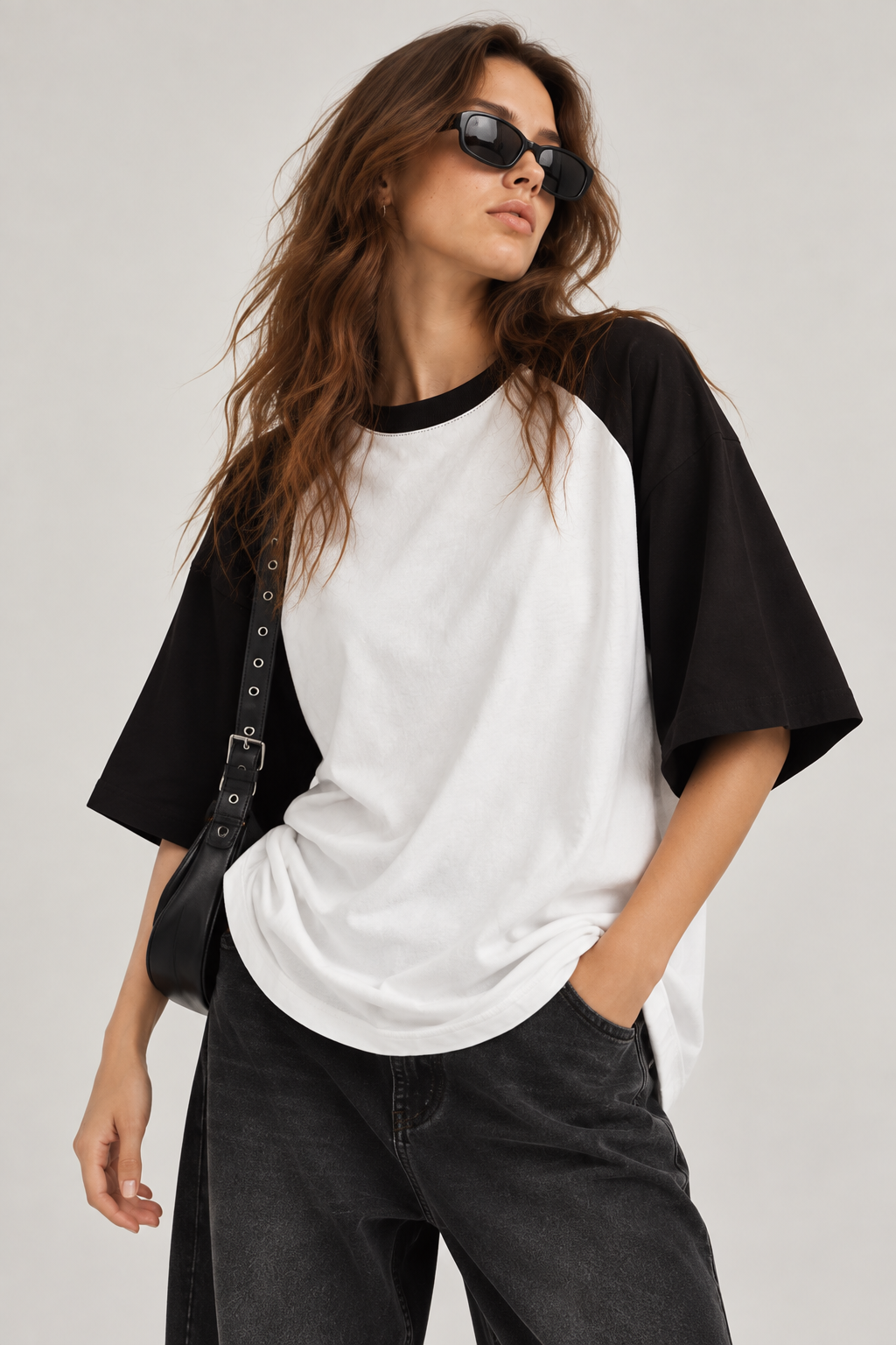 Classic Black Oversized Raglan Tee