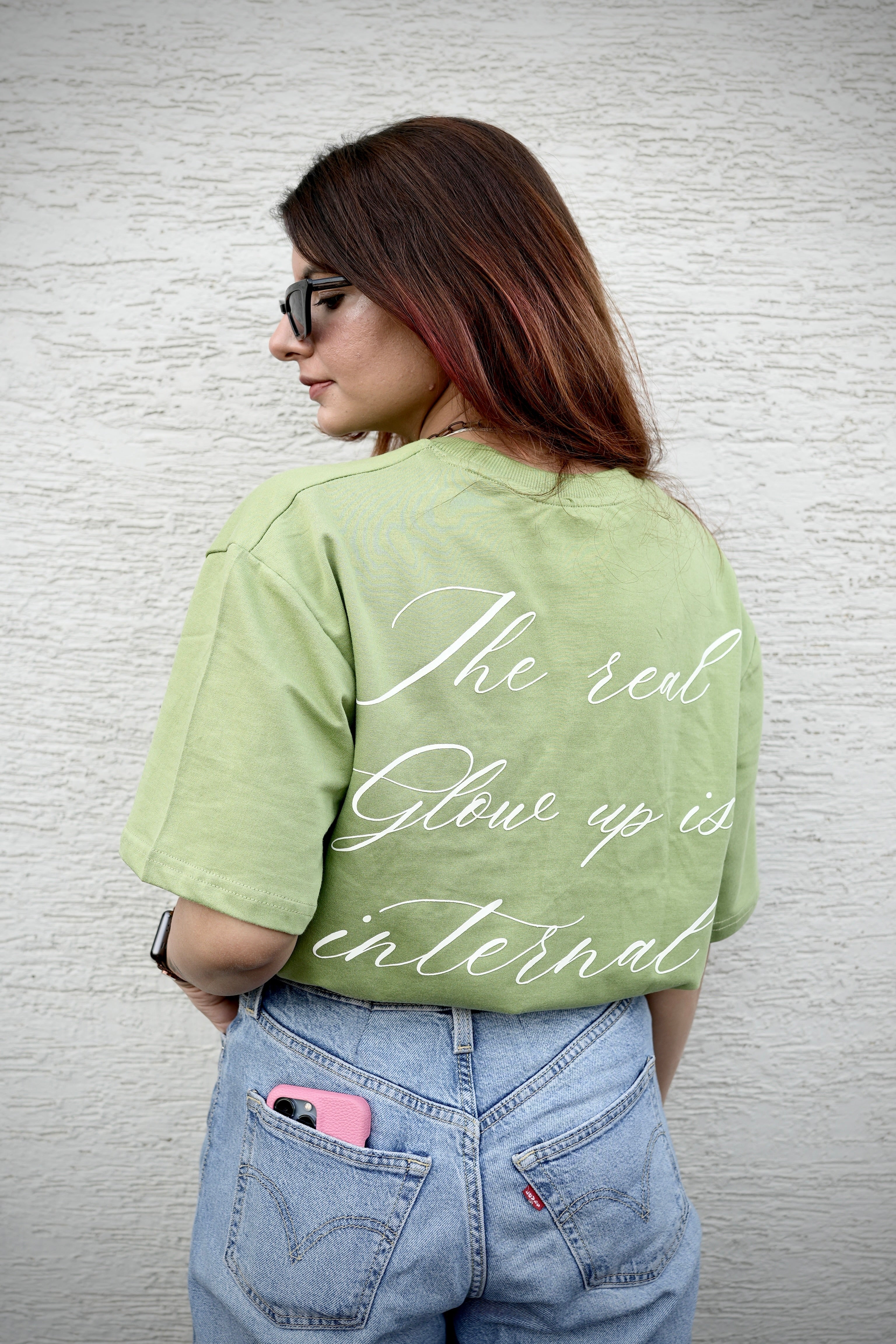 Comfortable | Soft Cotton | Green Glow Up Oversized Tshirt