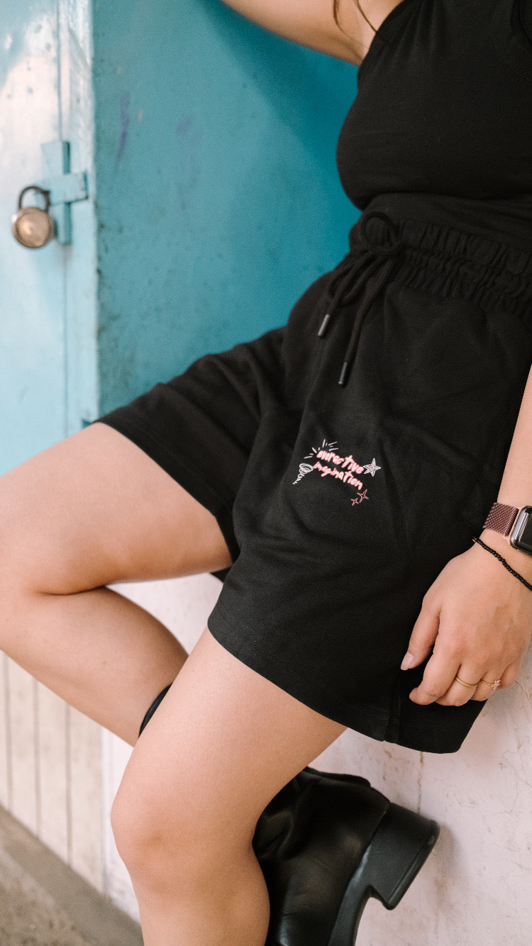 Black Cotton Terry Shorts