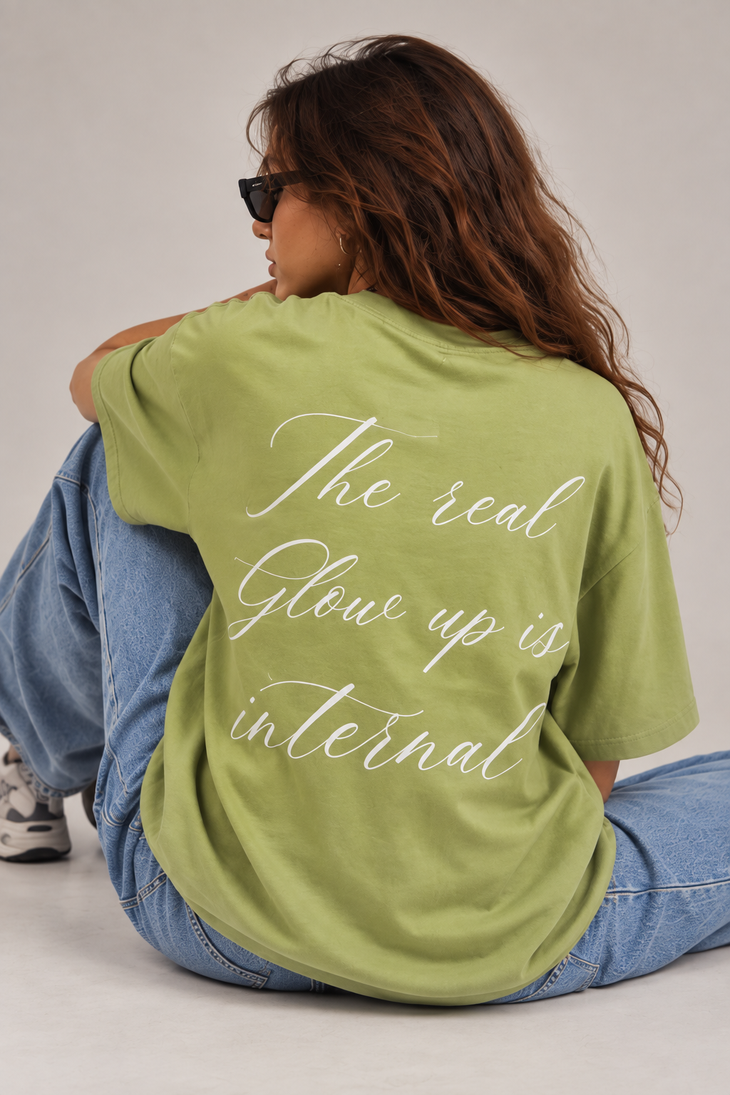 Glow Up Green Oversized Tshirt