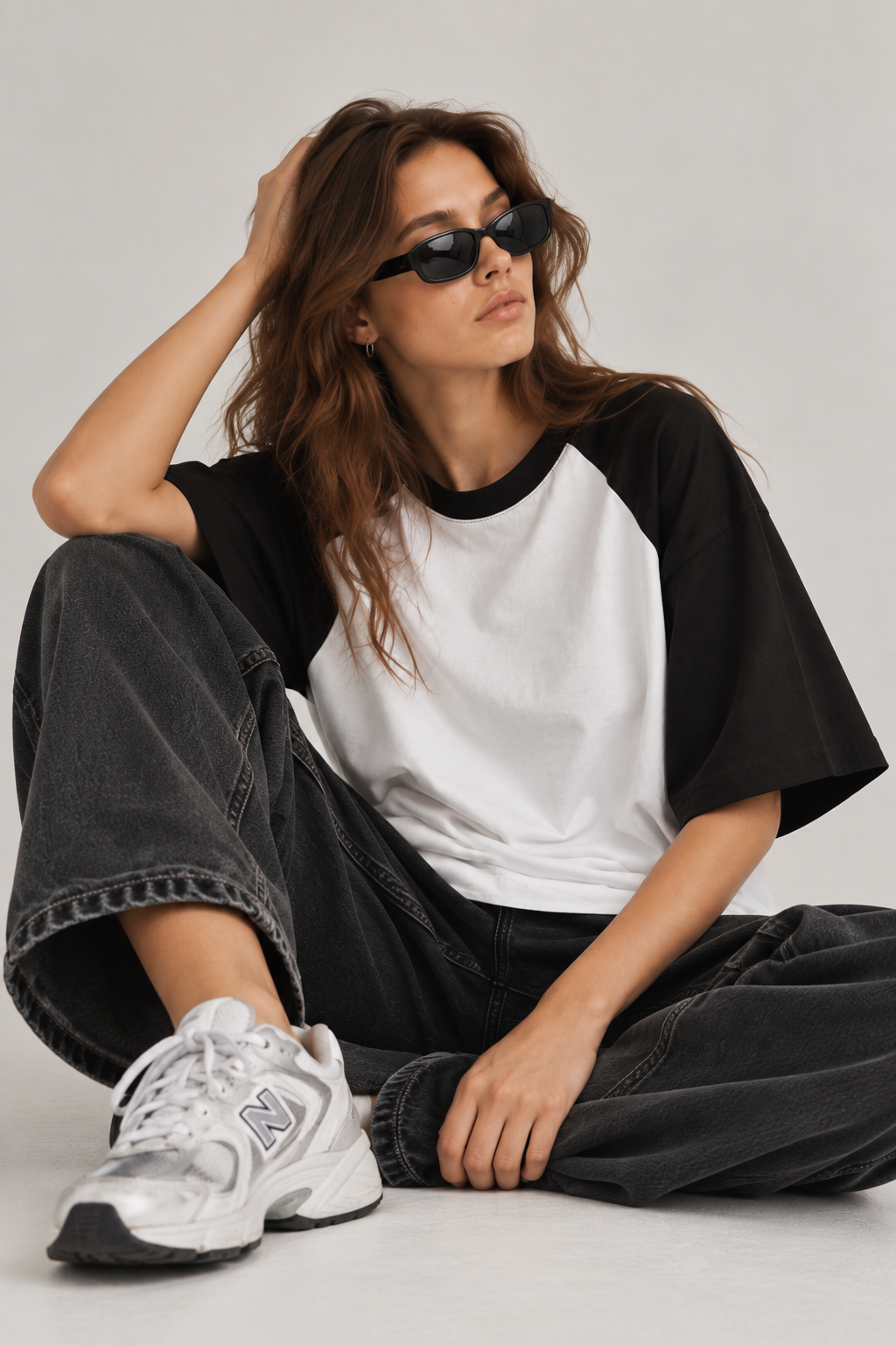 Classic Black Oversized Raglan Tee