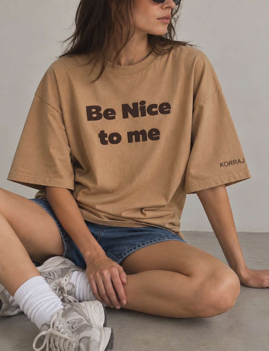 Be Nice Oversized Beige Tshirt