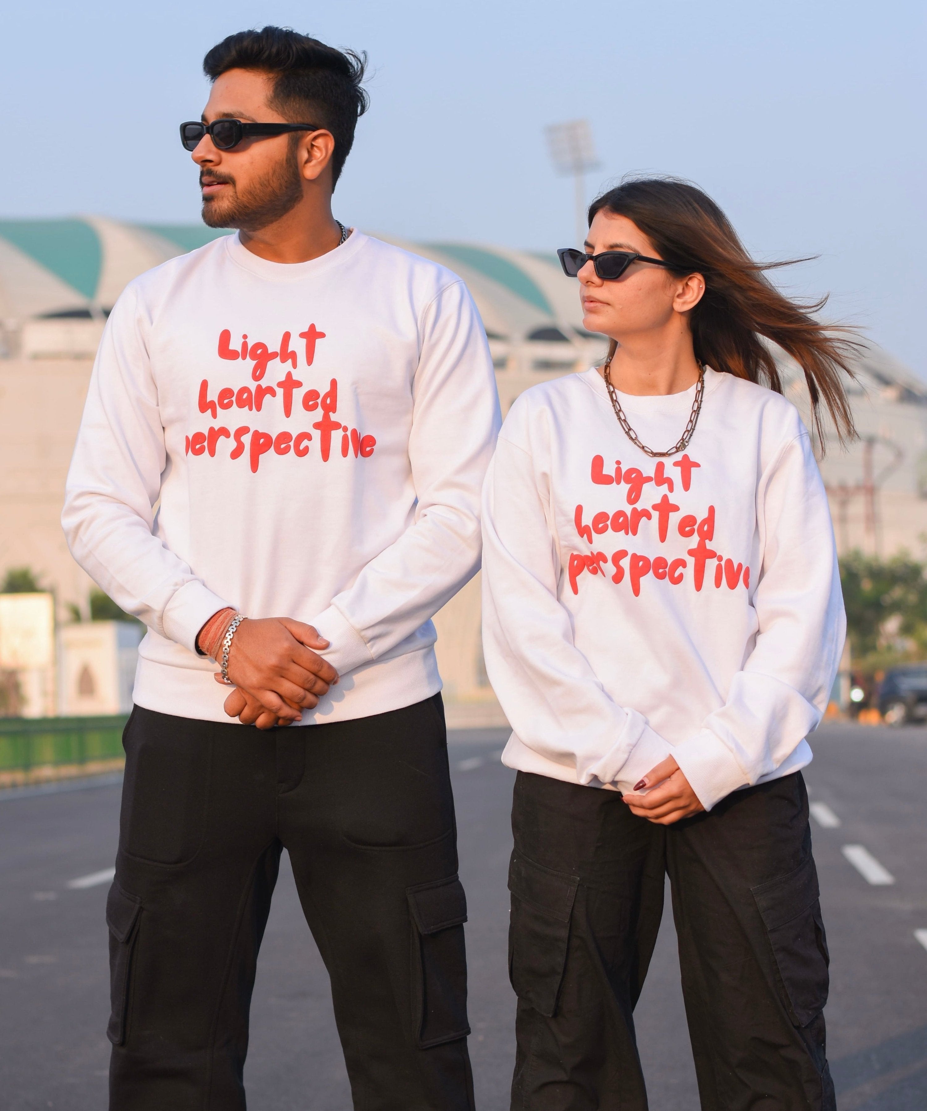 Comfortable | Red Printed | White Light Hearted | Stylish Sweatshirt