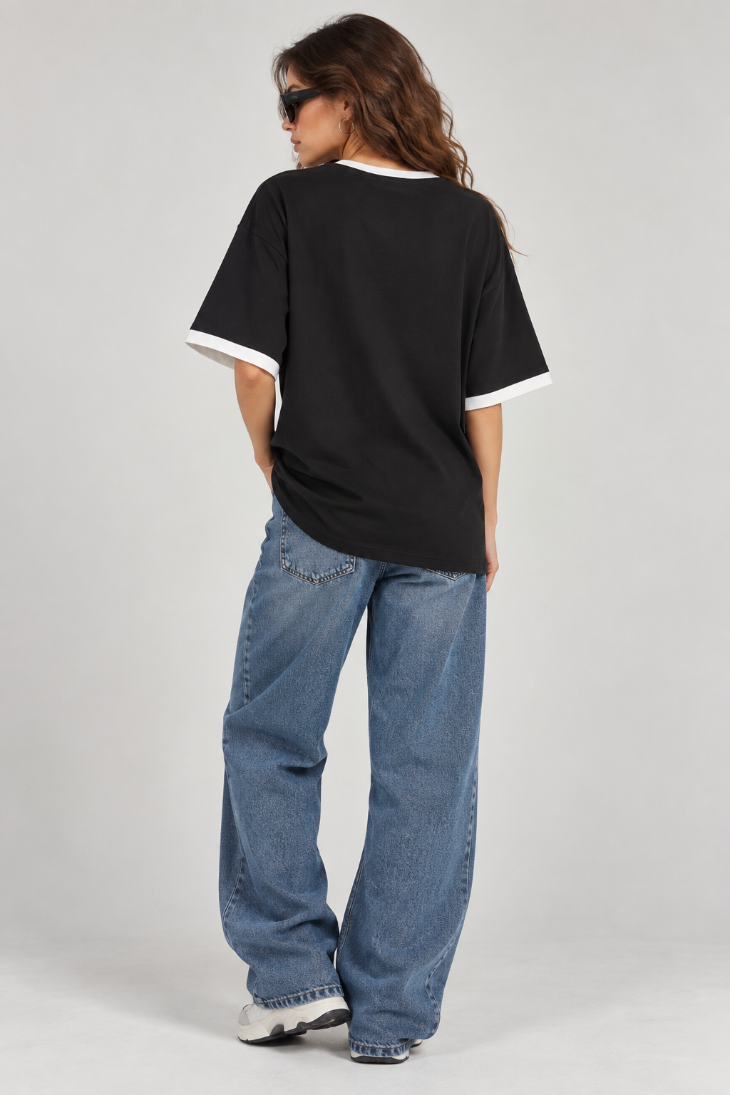 Black Oversized Ringer T-Shirt