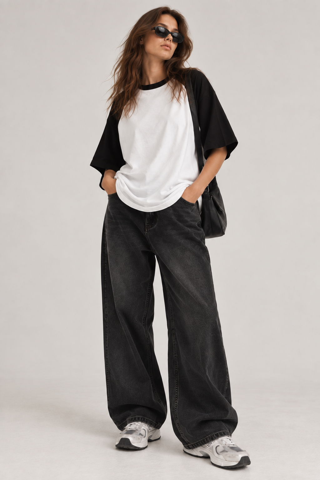 Classic Black Oversized Raglan Tee