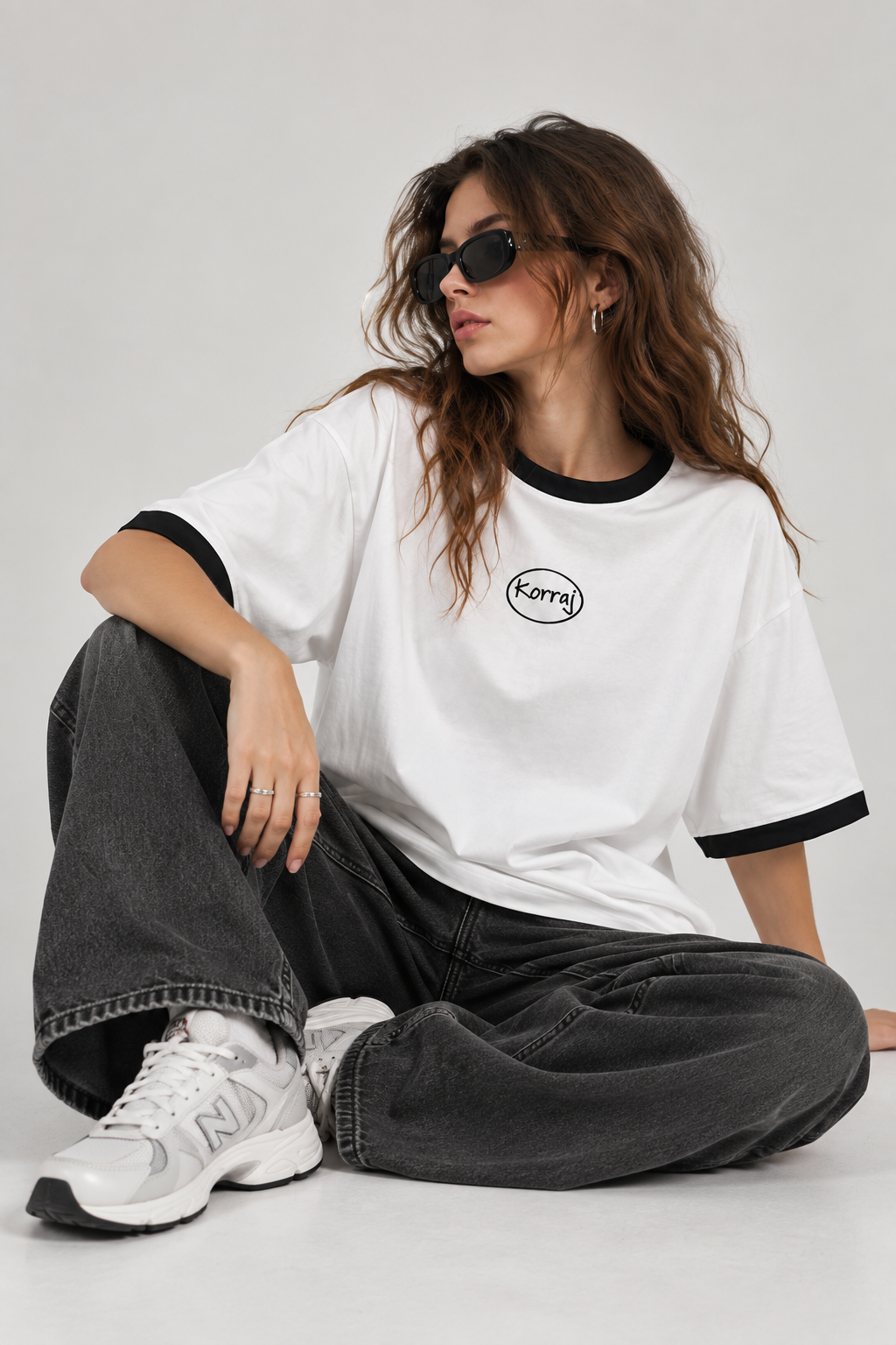 White Oversized Ringer T-Shirt