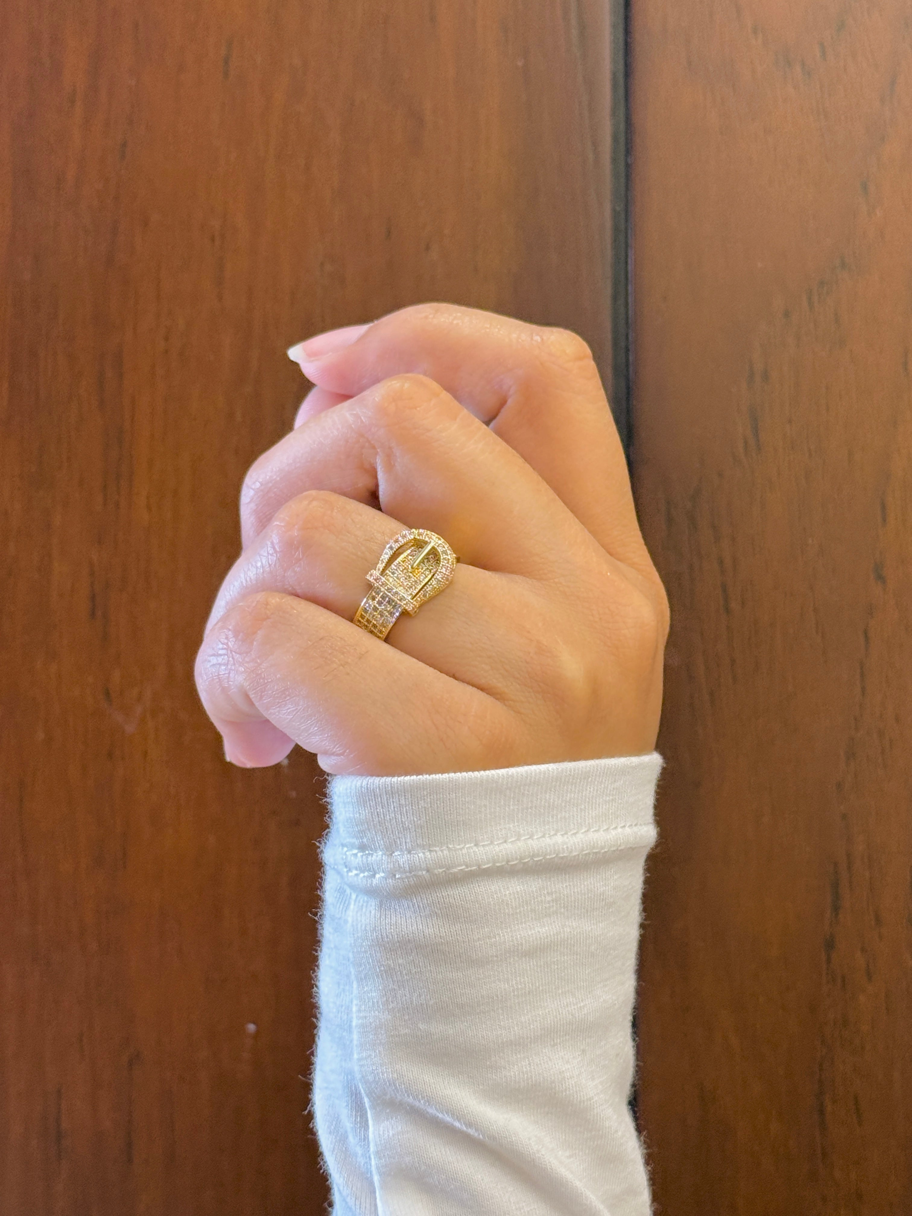 18k Gold Plated Adjustable Belt Ring