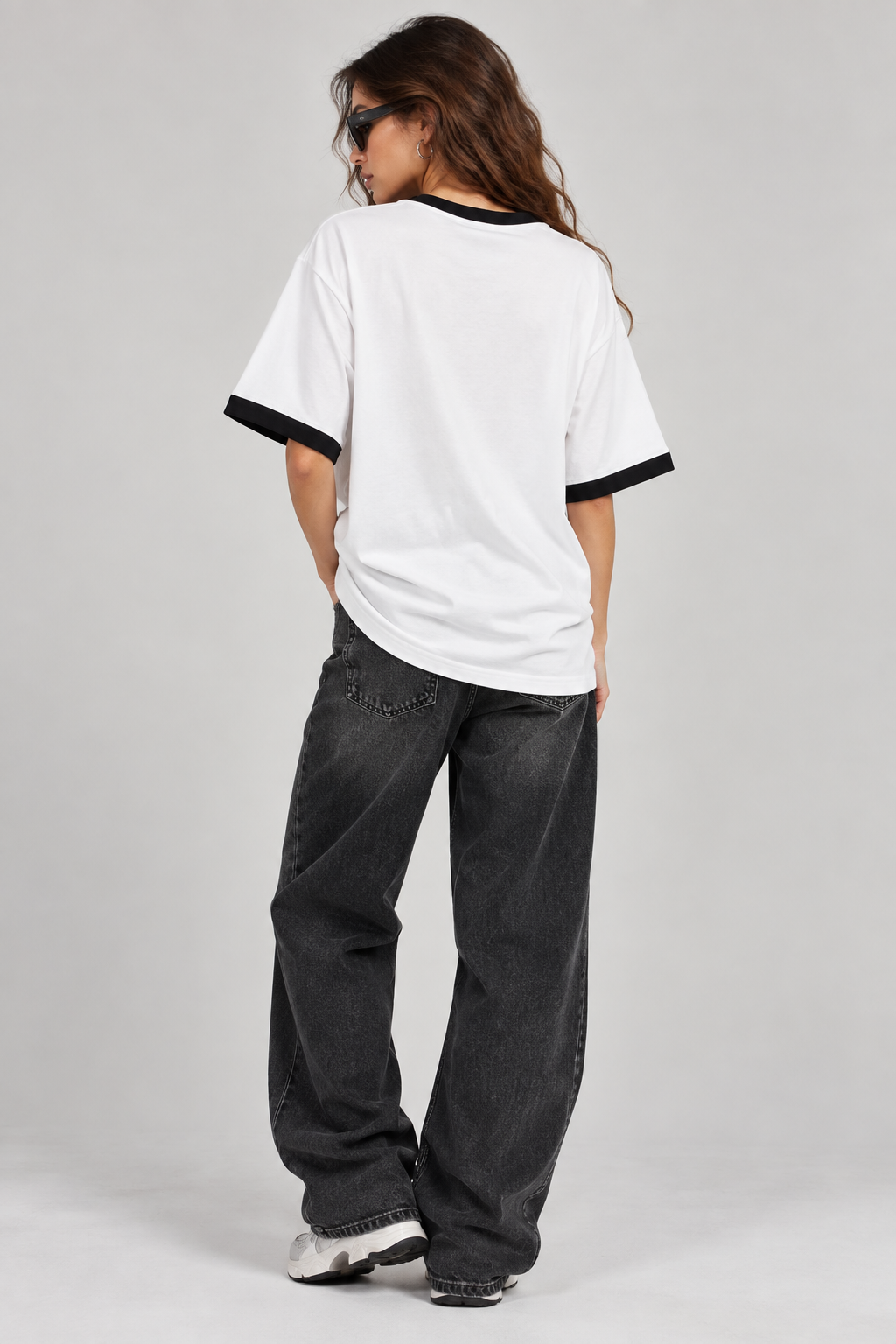 White Oversized Ringer T-Shirt