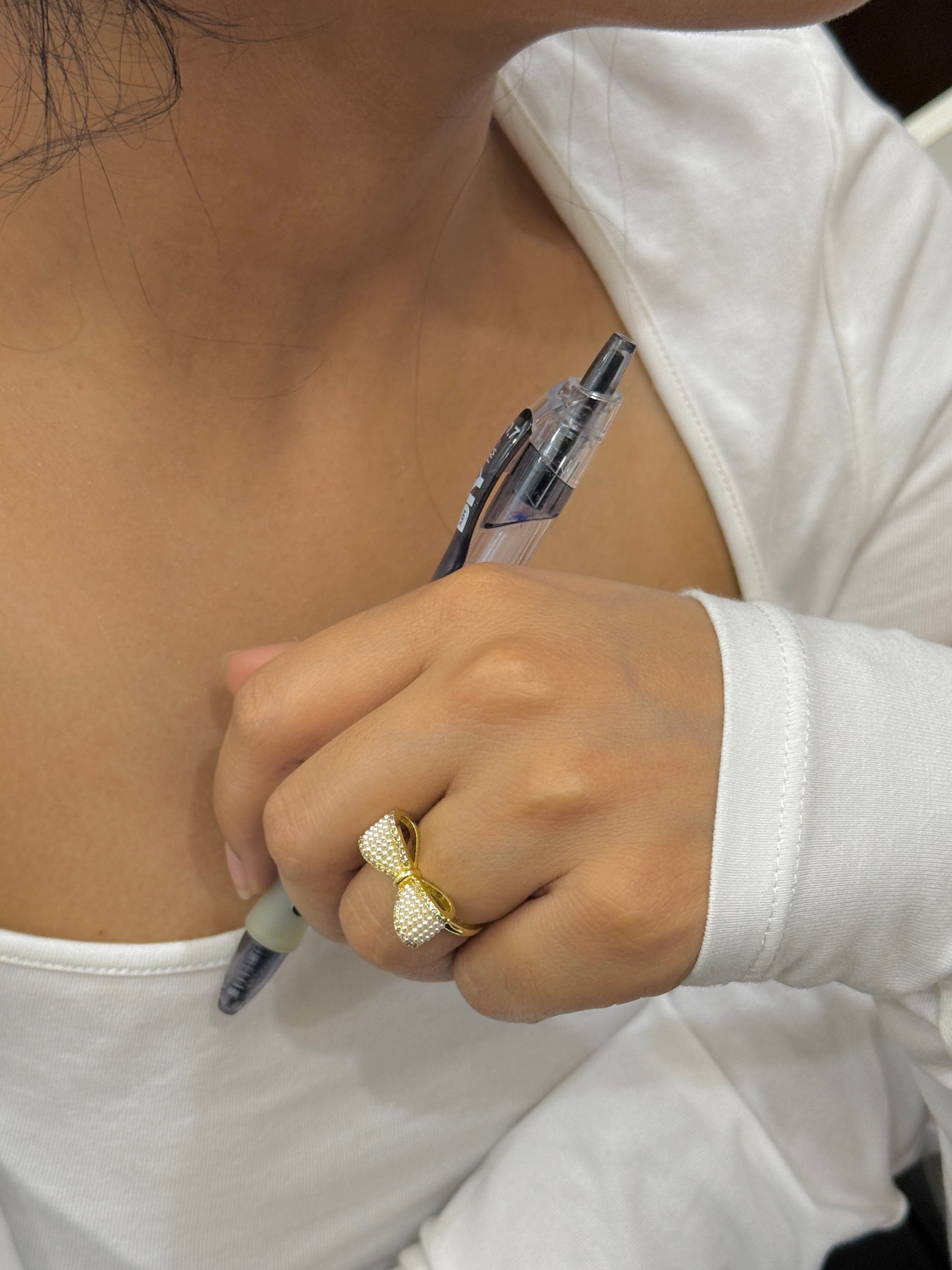 18k Gold Plated Adjustable Bow Ring