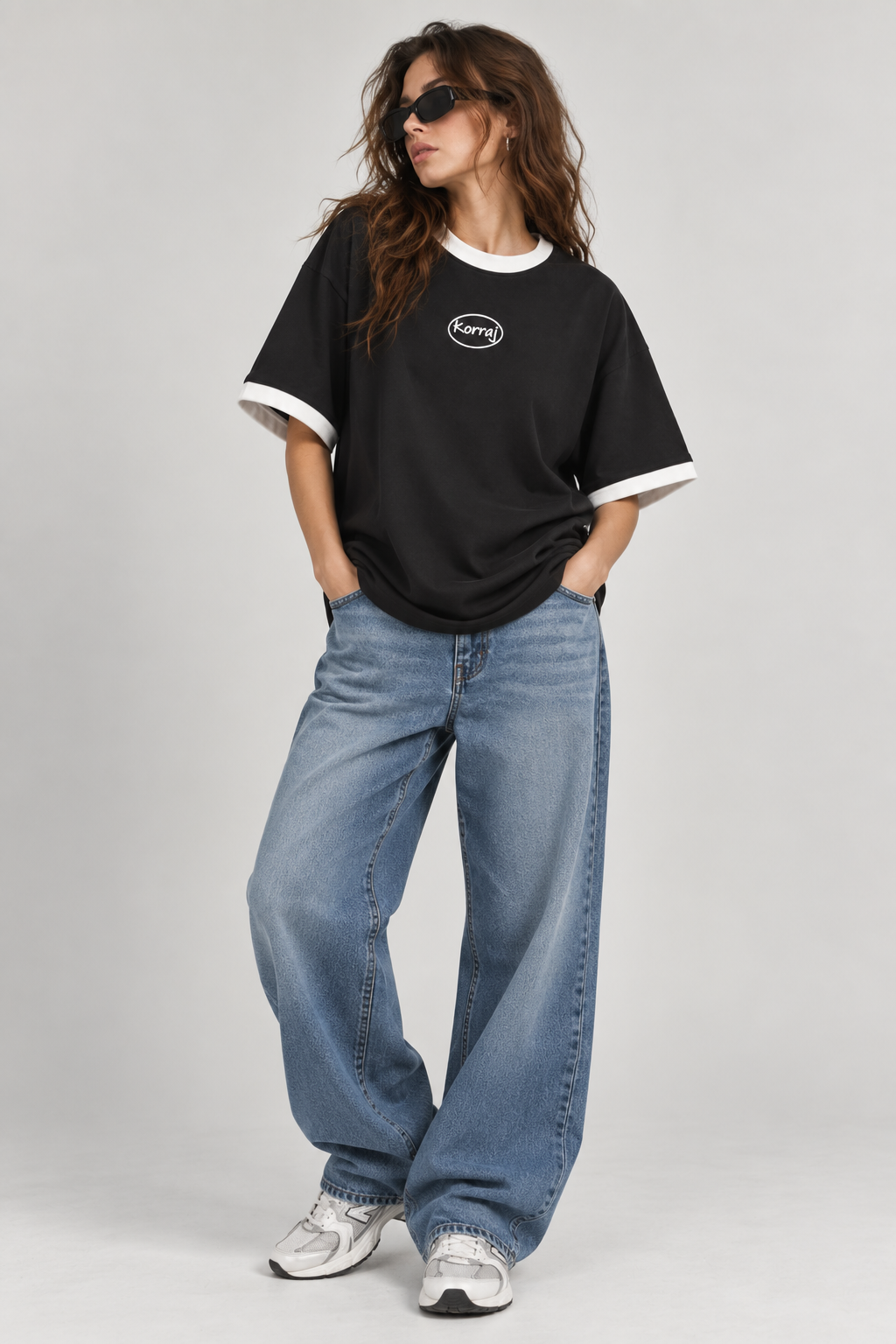 Black Oversized Ringer T-Shirt