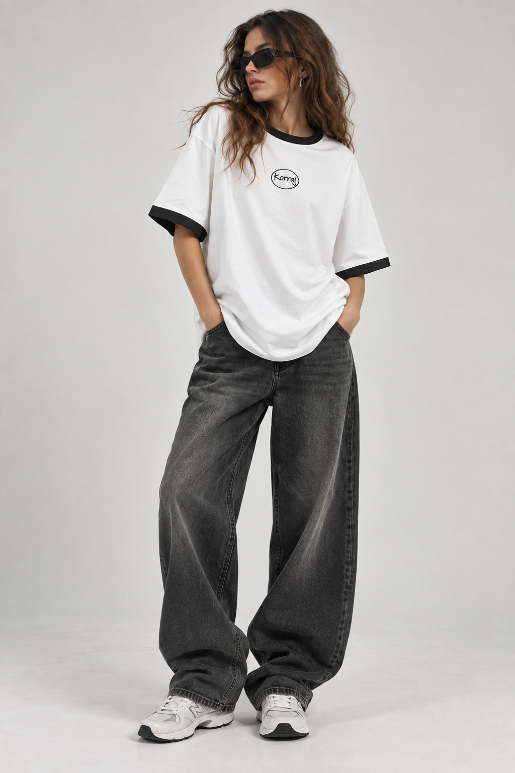White Oversized Ringer T-Shirt