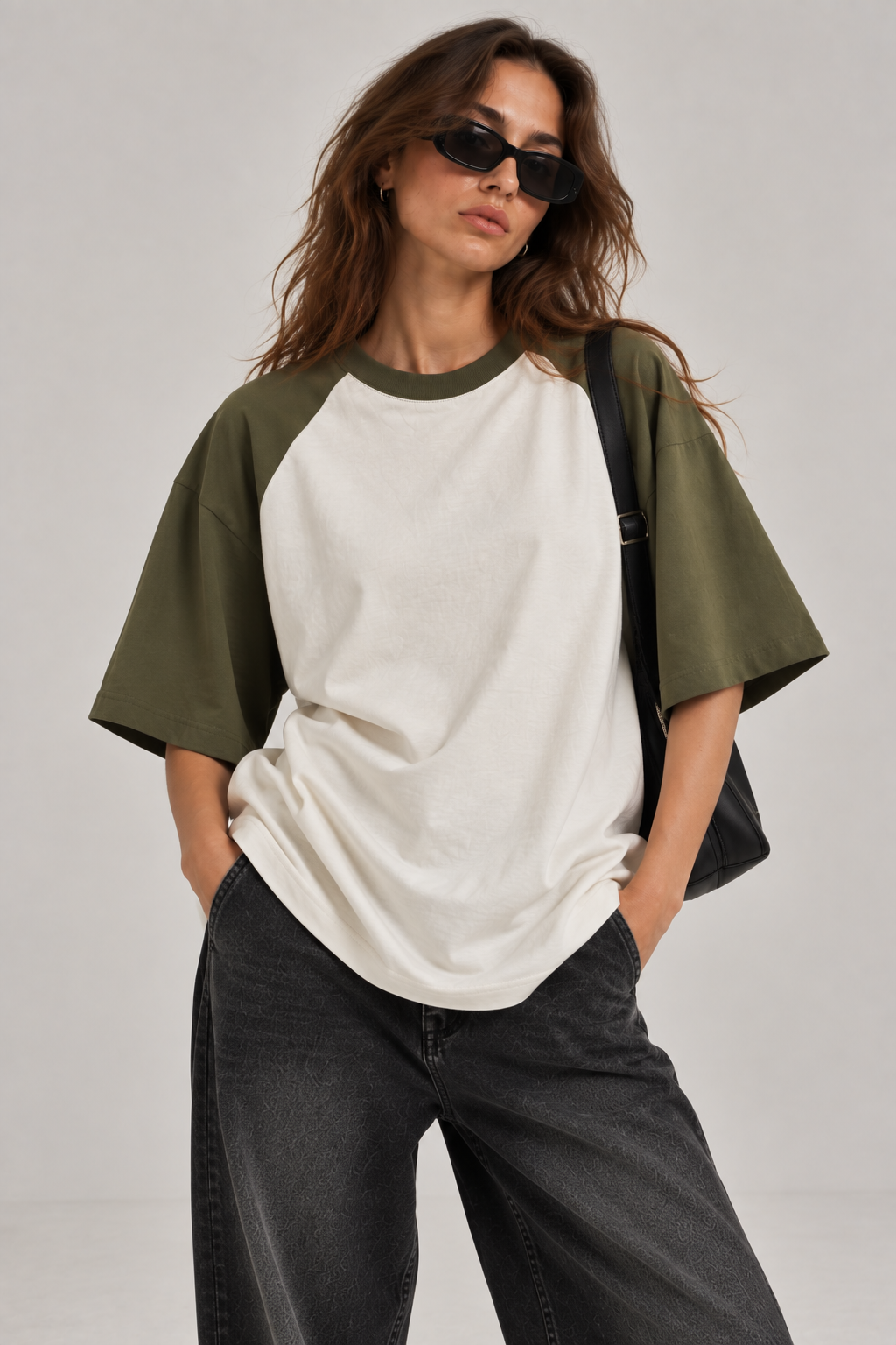 Classic Olive Green Oversized Raglan Tee