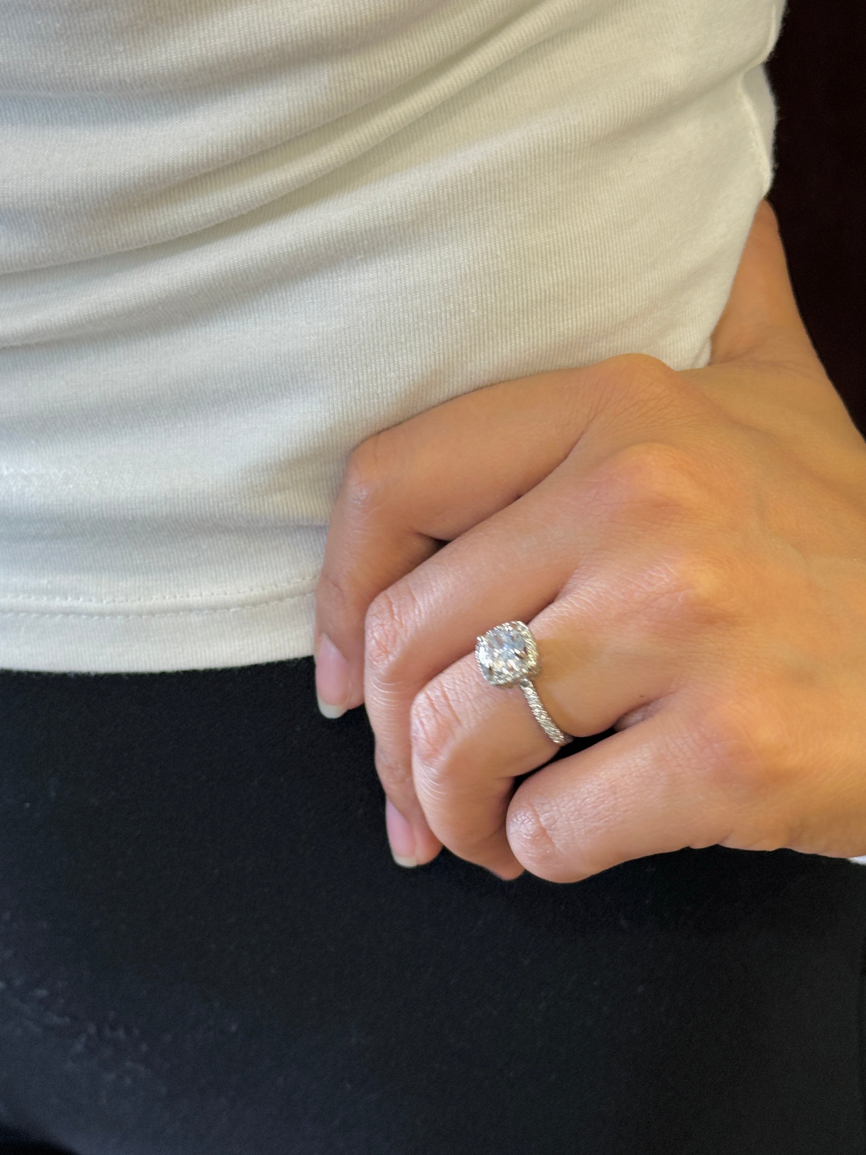 Platinum Plated Solitaire Adjustable Ring