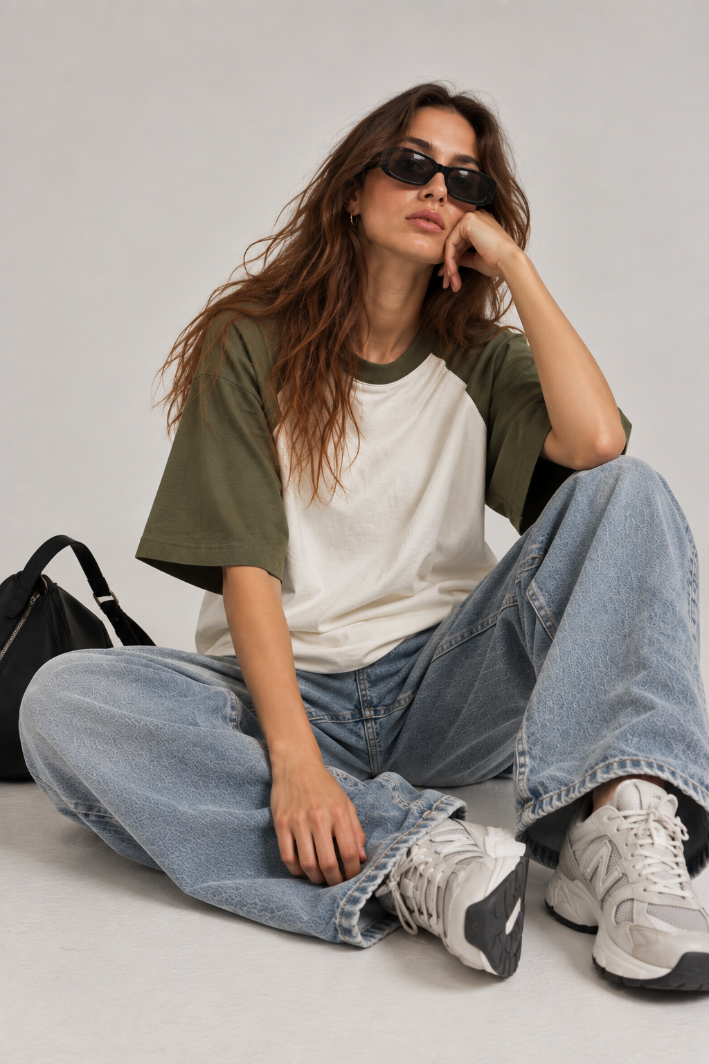 Classic Olive Green Oversized Raglan Tee