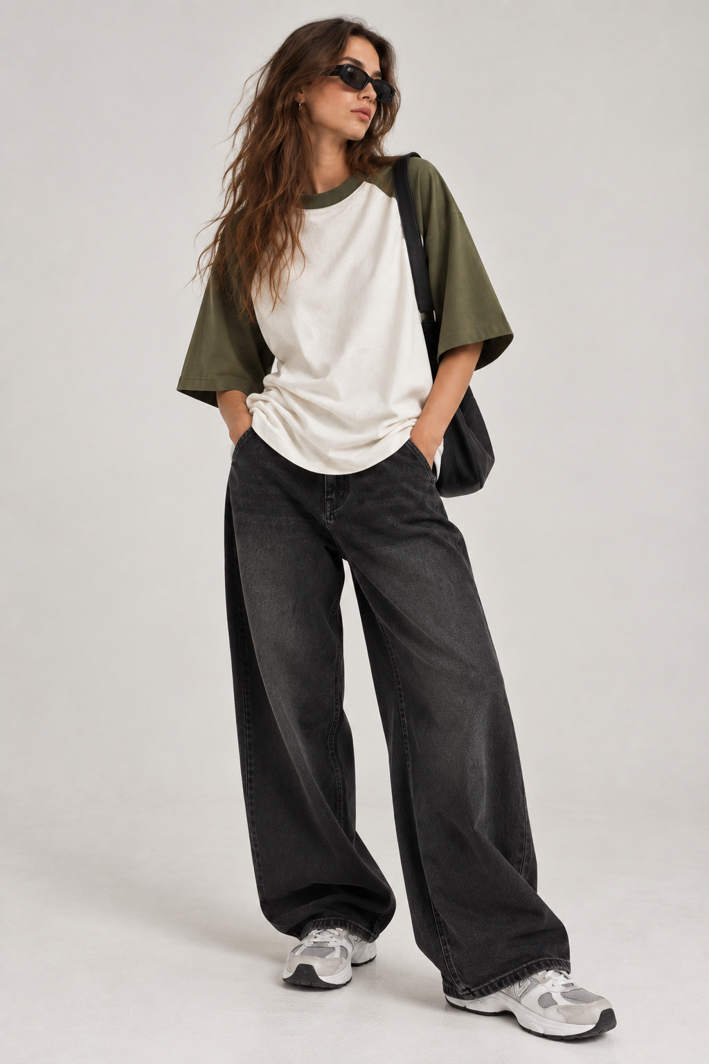 Classic Olive Green Oversized Raglan Tee