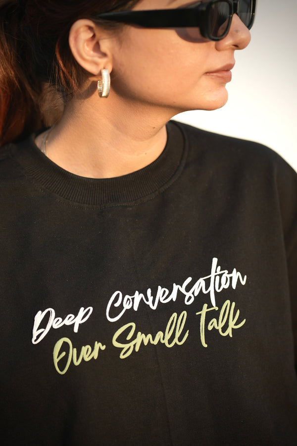 Printed | Pure Cotton | Black Social Introvert Oversized Tshirt