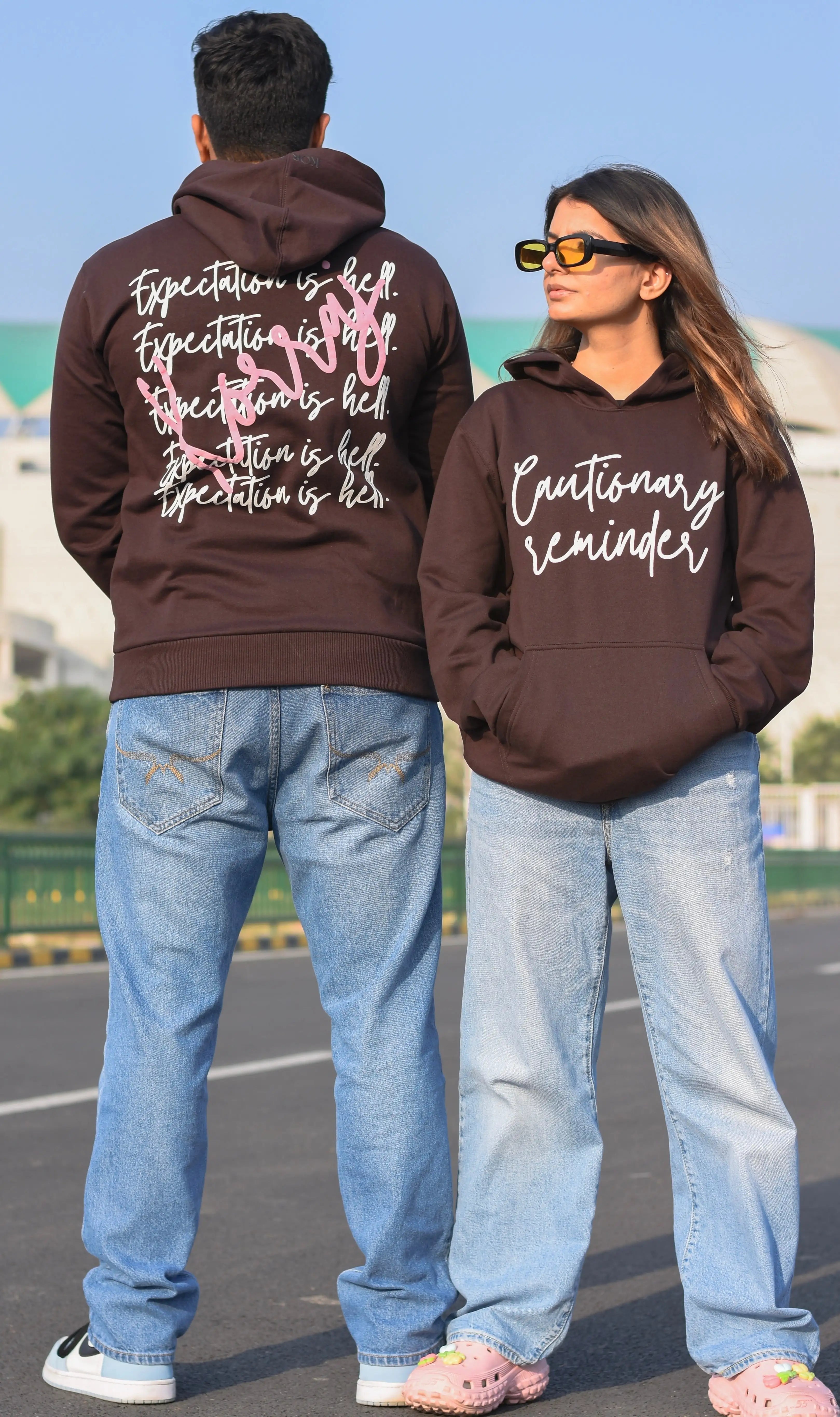 Comfortable | Pullover | Sporty Brown Cautionary Reminder Hoodie