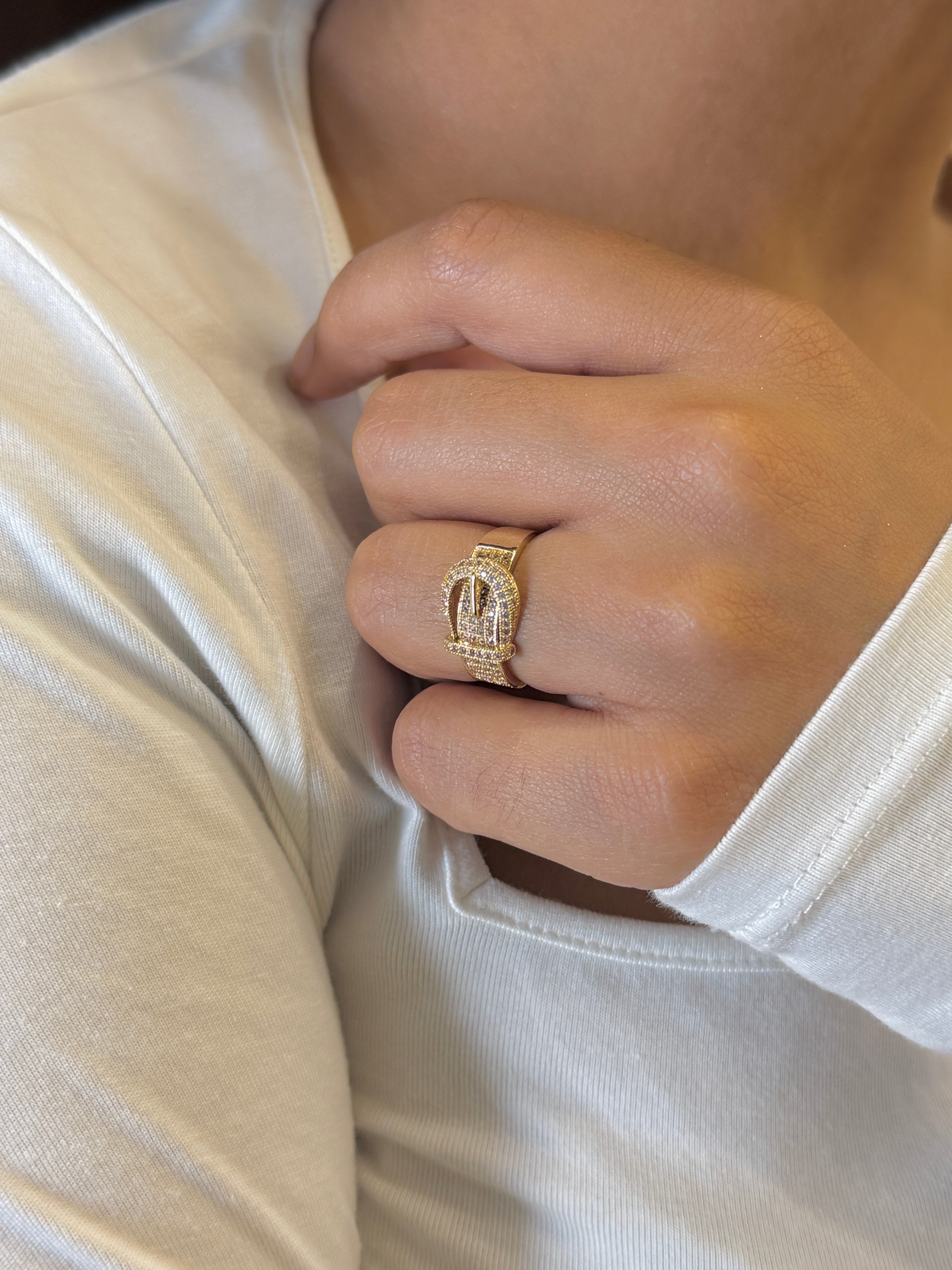 18k Gold Plated Adjustable Belt Ring