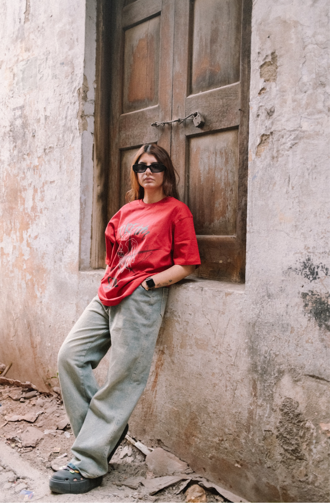 Red|Dream State|Soft Cotton|Oversized Tee