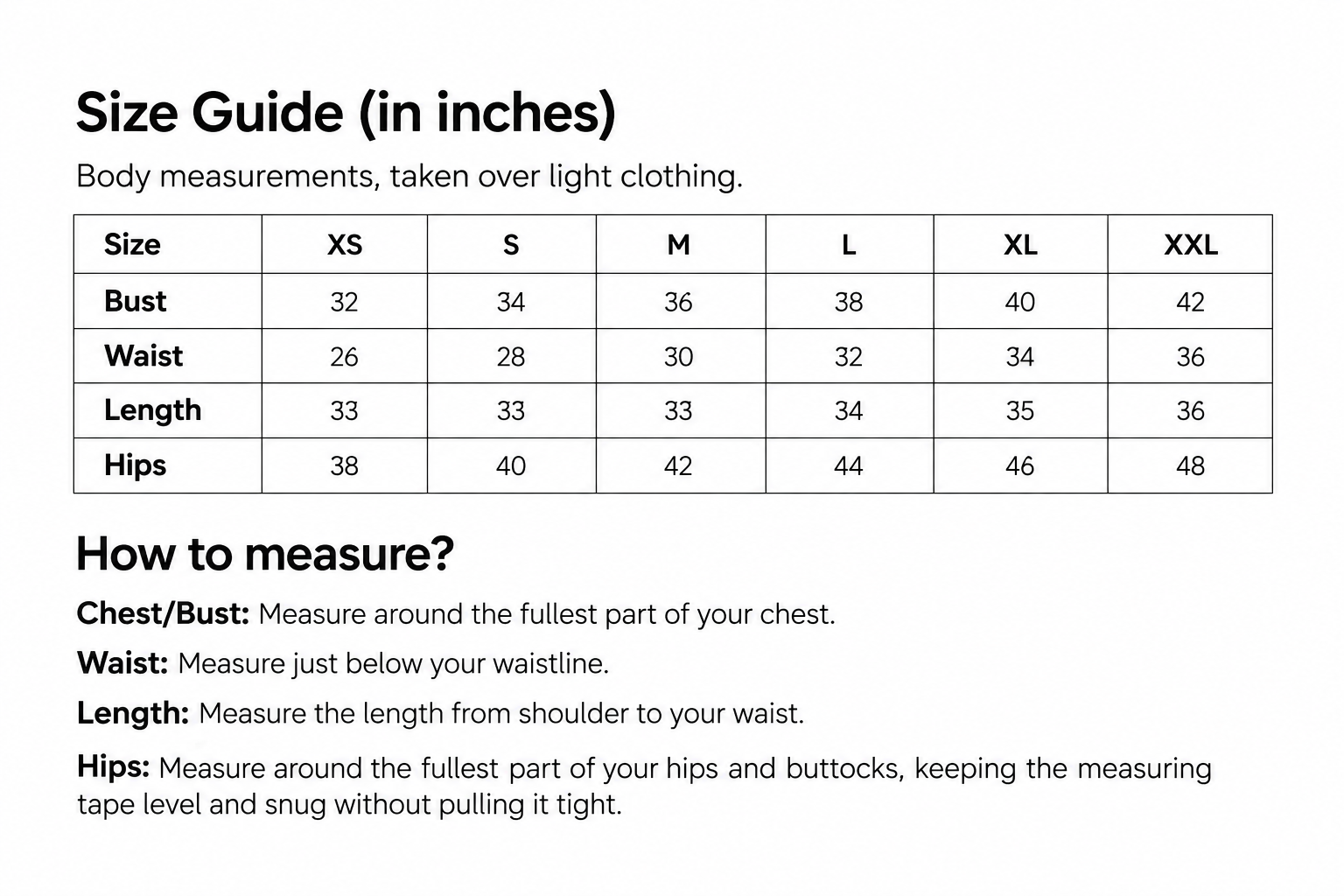 Size guide