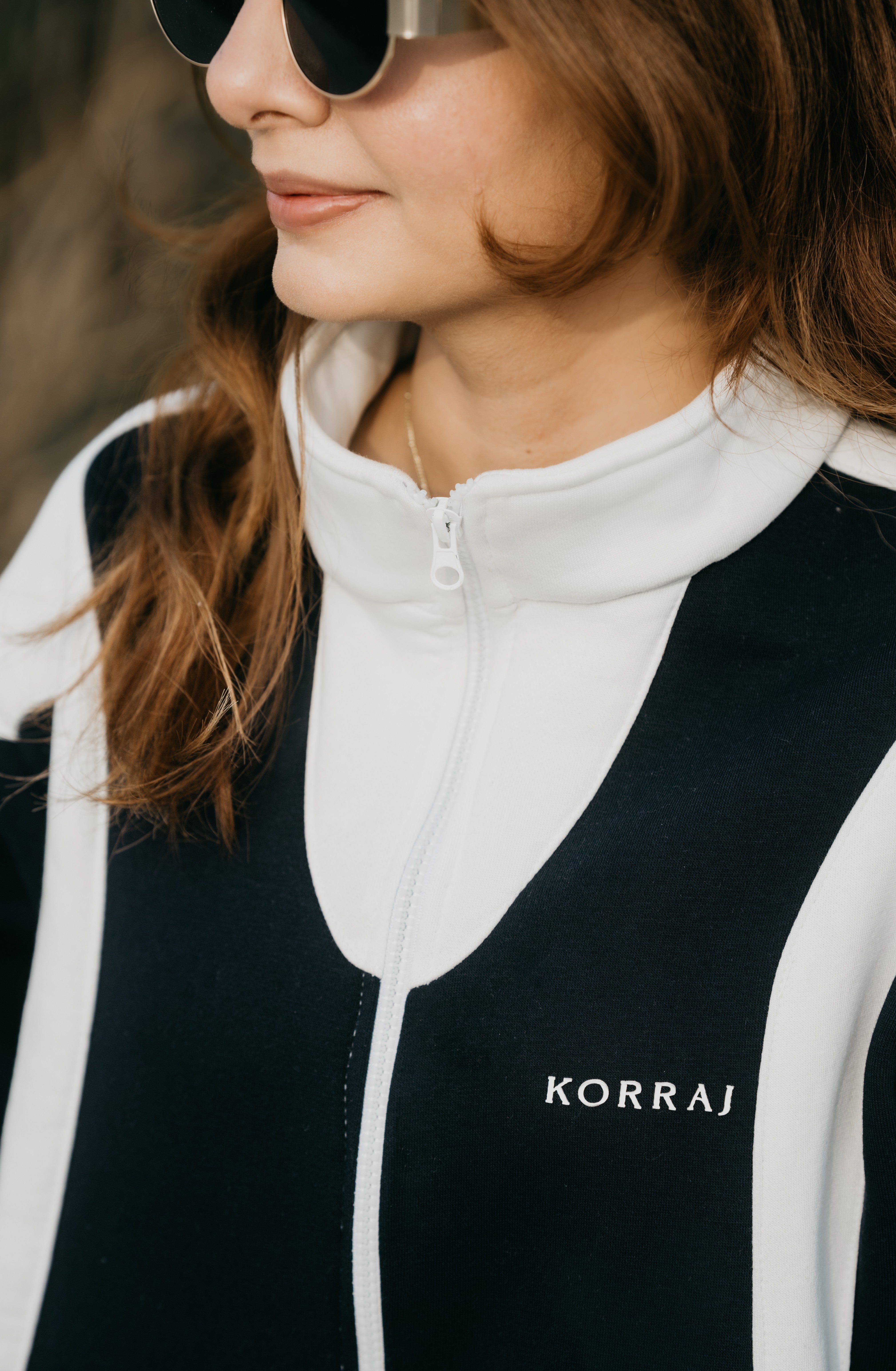 Unisex 90’s Zip up in Navy Blue - Korraj.com