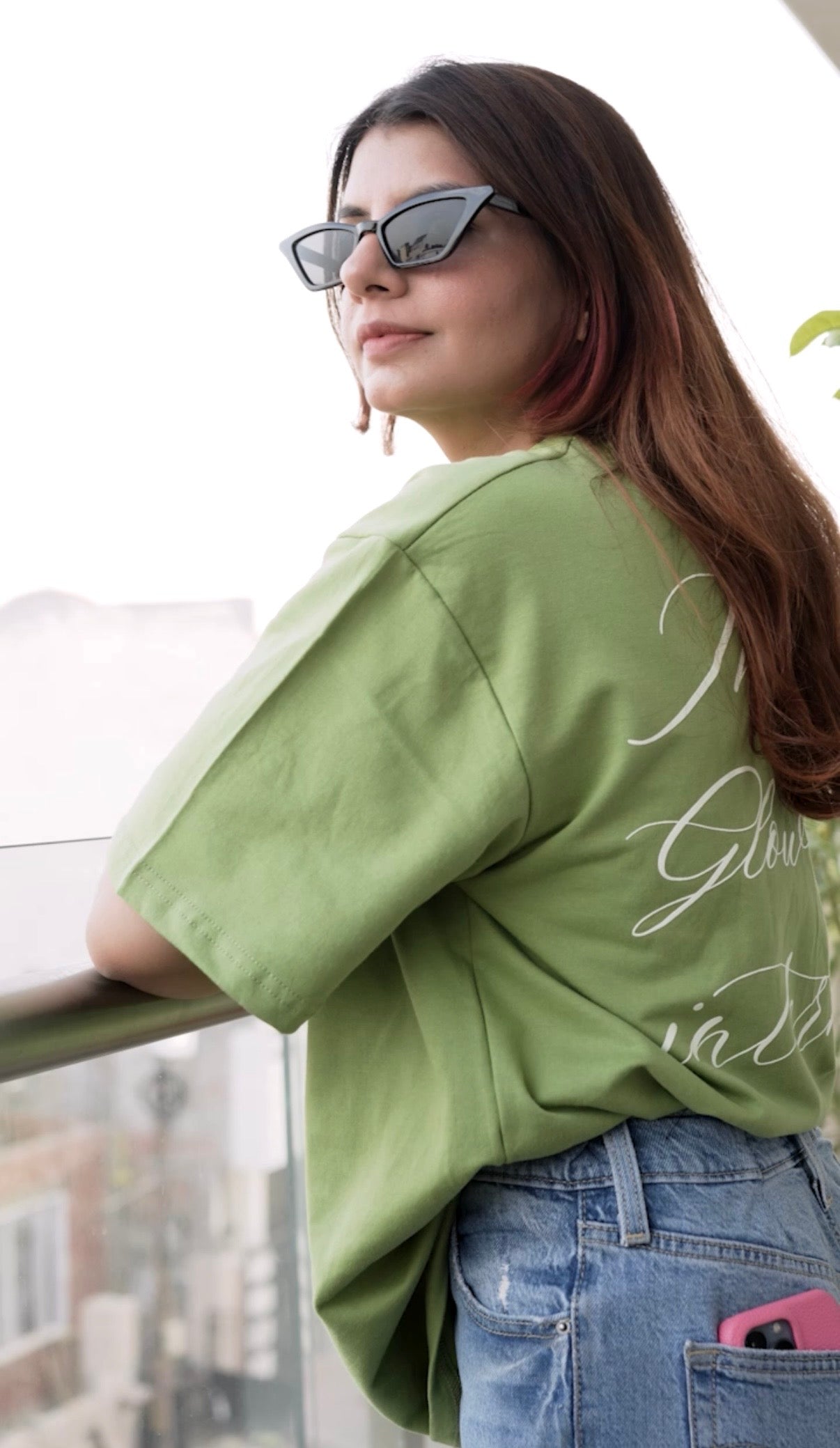 Glow Up Green Oversized Tshirt