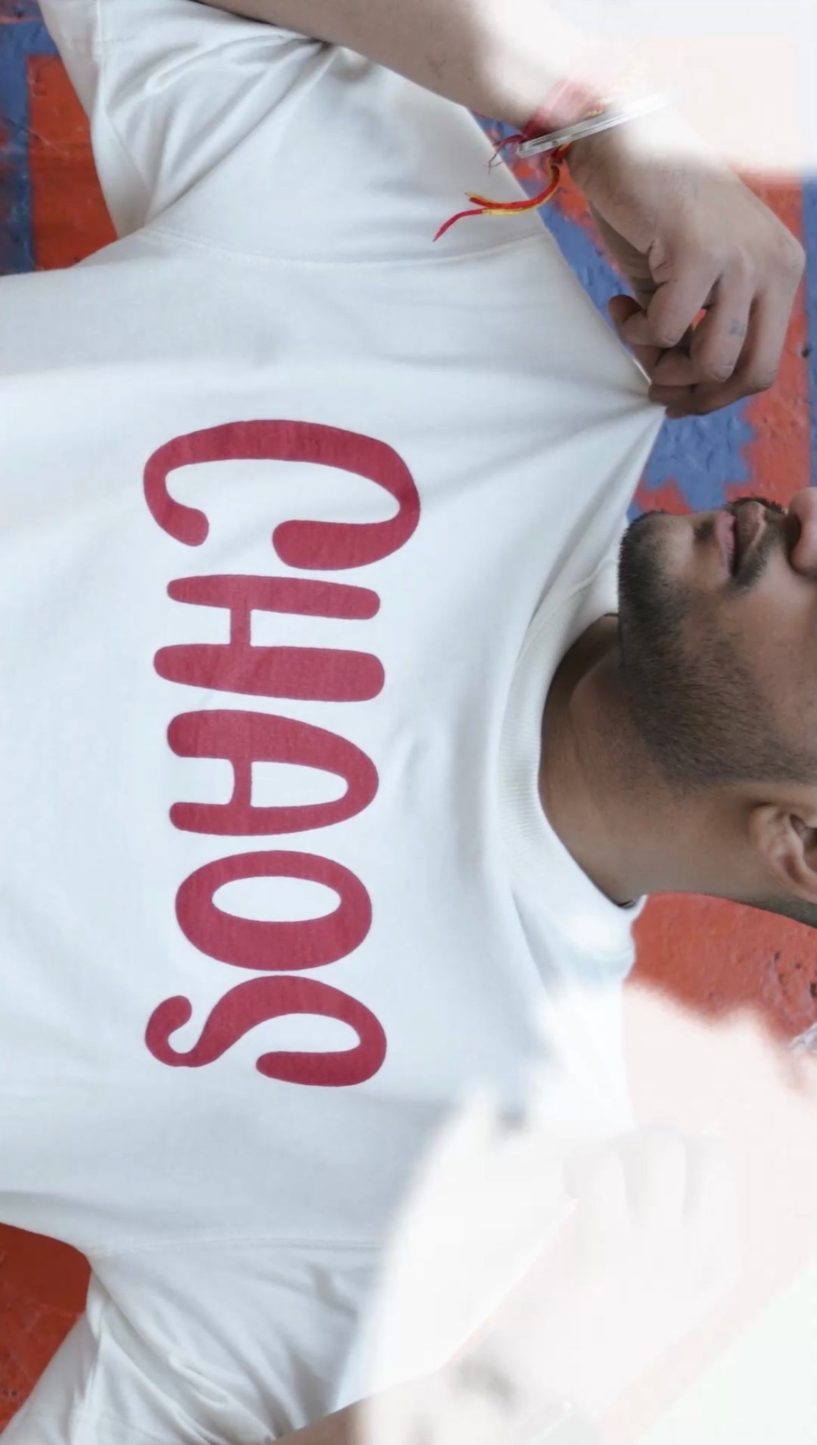 Pure Cotton | Round Neck | Cream Chaos Oversized Tshirt