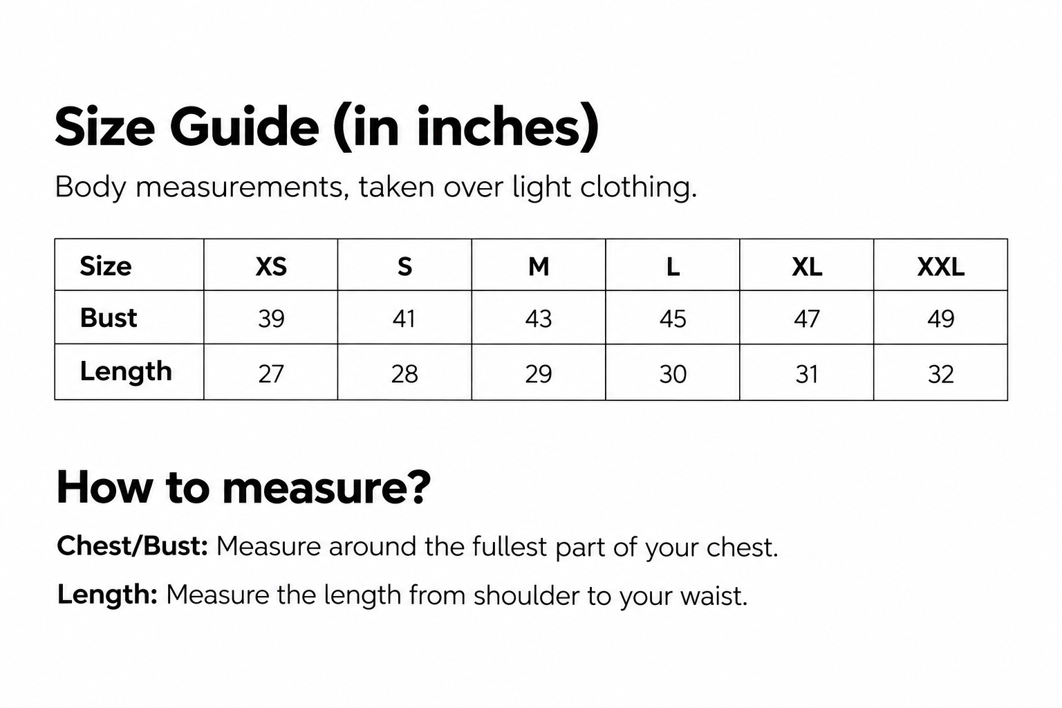 Size guide