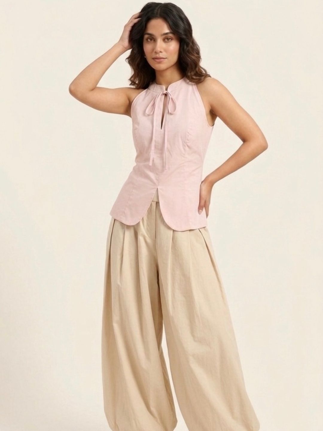 Women Pink Halter Neck Top