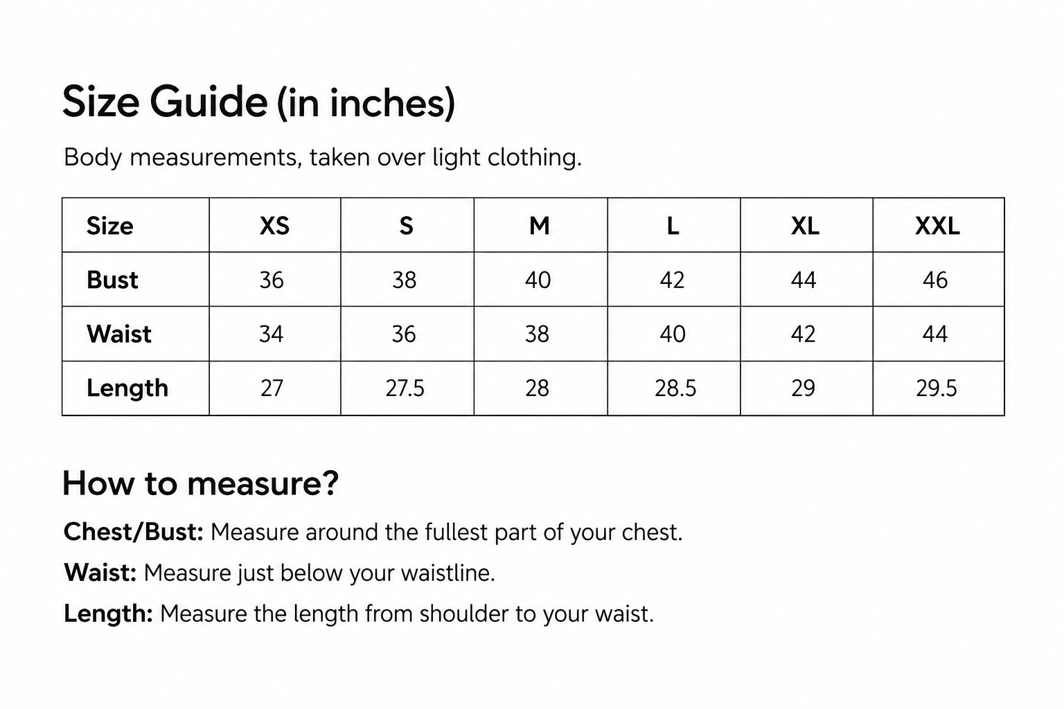 Size guide