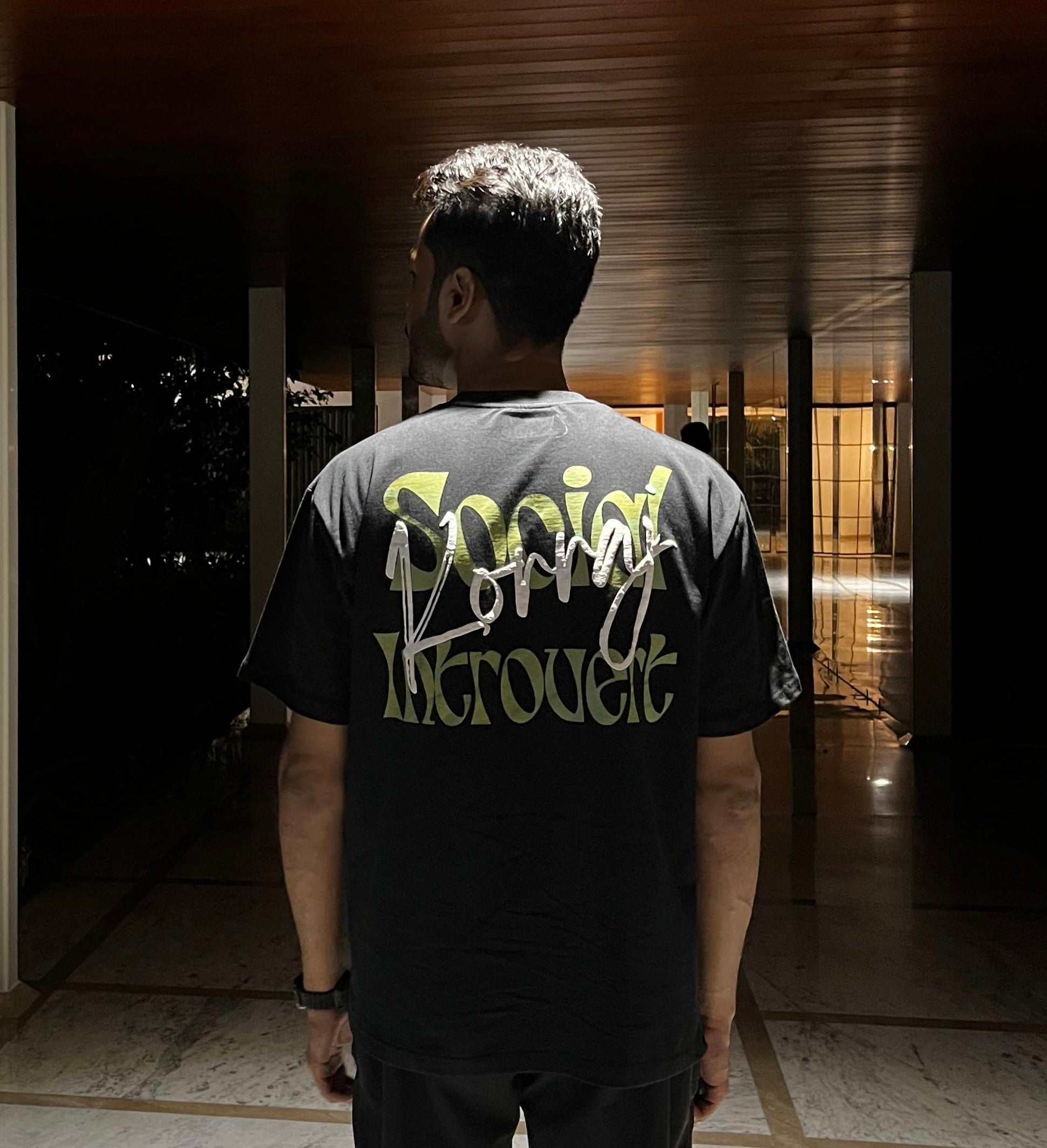 Printed | Pure Cotton | Black Social Introvert Oversized Tshirt