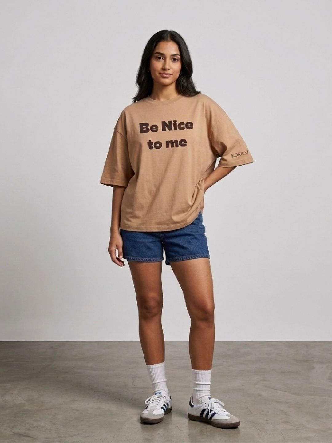 Be Nice Oversized Beige Tshirt