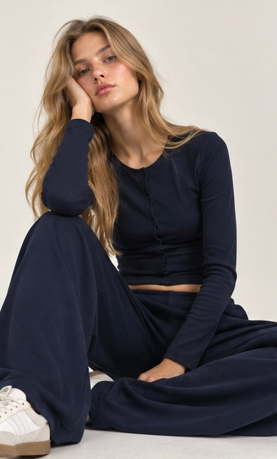 NAVY BLUE BUTTON UP COORD