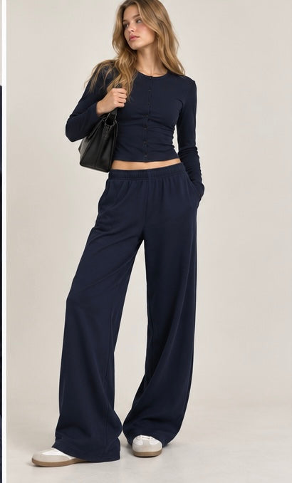 NAVY BLUE BUTTON UP COORD