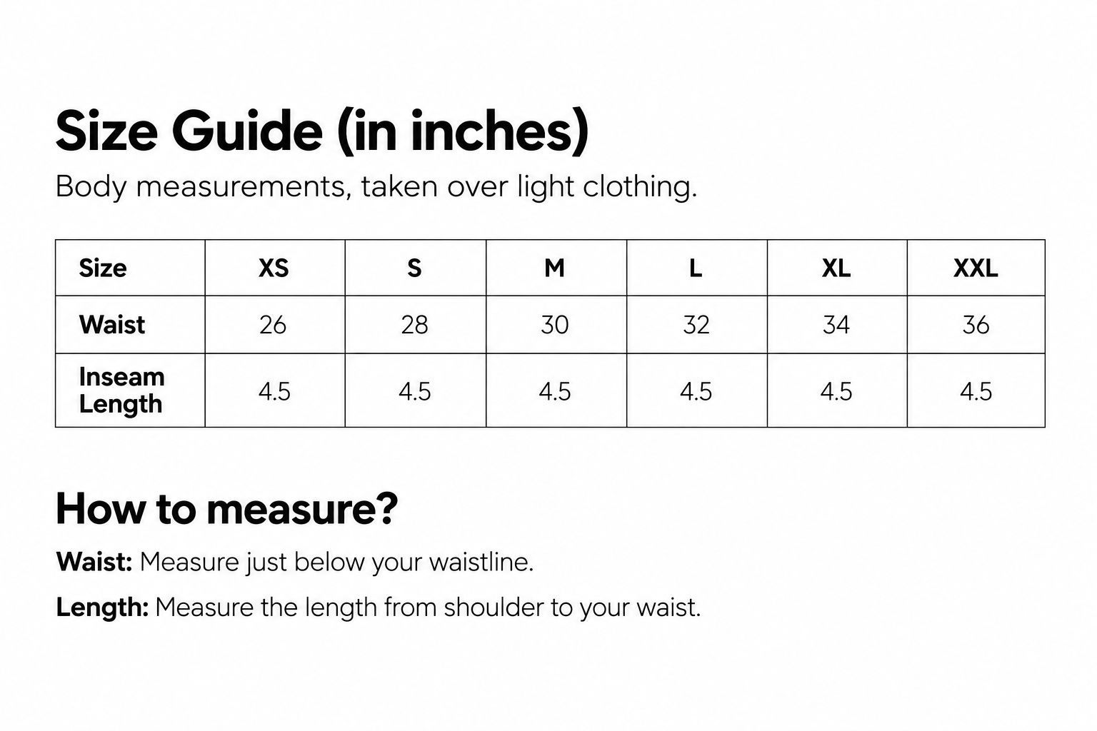 Size guide